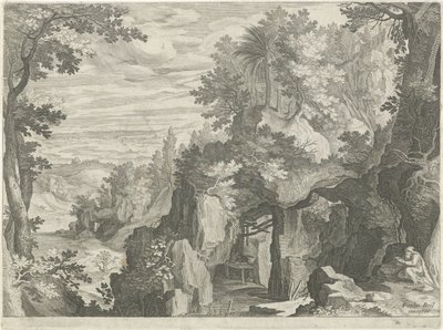 Paesaggio montano con un eremita da Egidius  Sadeler (II)