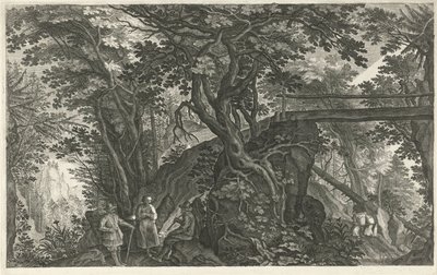 Paesaggio boschivo con un ponte da Egidius  Sadeler (II)