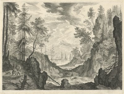 Paesaggio boschivo con cascata da Egidius  Sadeler (II)
