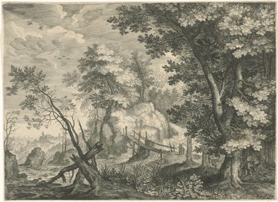 Paesaggio boschivo con ponte di legno da Egidius  Sadeler (II)