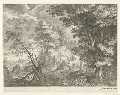Paesaggio boschivo con ponte di legno da Egidius  Sadeler (II)