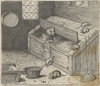 Favola del vecchio gatto e dei topi da Egidius  Sadeler (II)