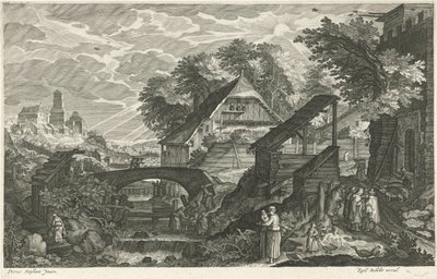 Case accanto a un fiume da Egidius  Sadeler (II)