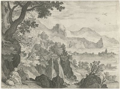 Paesaggio con la sosta durante la fuga in Egitto da Egidius  Sadeler (II)