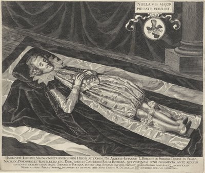 Ritratto di Albert-Johannes, barone di Smirzicz sul suo letto di morte da Egidius  Sadeler (II)