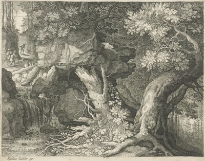 Viaggiatori sopra una cascata da Egidius  Sadeler (II)