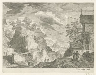 Paesaggio roccioso con locanda e case da Egidius  Sadeler (II)