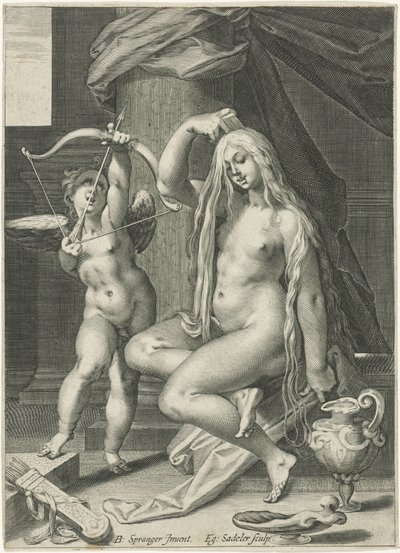 Venere si pettina i capelli da Egidius  Sadeler (II)