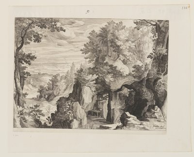 Paesaggio montano con eremita da Aegidius Sadeler II