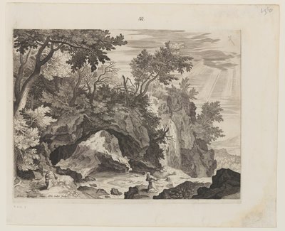 Paesaggio roccioso con La stigmatizzazione di San Francesco da Aegidius Sadeler II