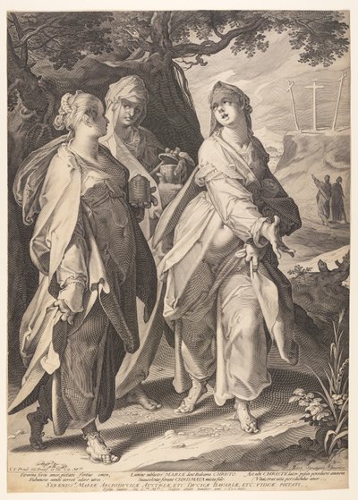 Le tre donne che tornano dalla tomba da Aegidius Sadeler II