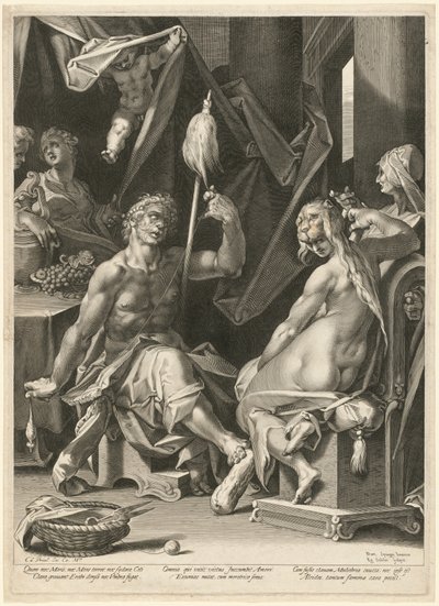 Ercole e Onfale da Aegidius Sadeler II, after Bartholomaeus Spranger