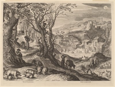 Novembre e Dicembre da Aegidius Sadeler II after Paul Bril