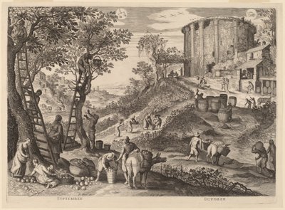 Settembre e Ottobre da Aegidius Sadeler II after Paul Bril