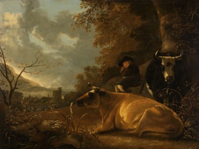 Paesaggio con mucche e un giovane pastore da Aelbert Cuyp (manner of)