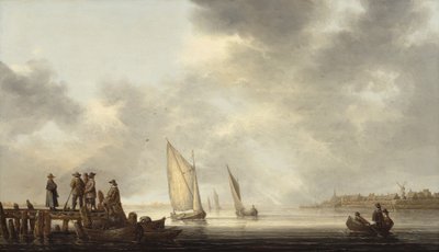 Un molo con vista su Dordrecht da Aelbert Cuyp