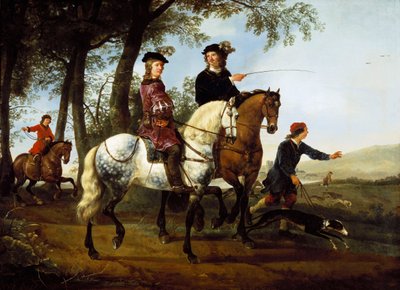 Paesaggio con cacciatori che partono per la caccia, primi anni 1650 da Aelbert Cuyp