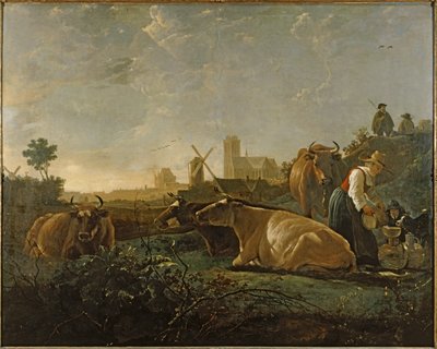 Lattaia e bestiame vicino a Dordrecht ... (dipinto su tela) da Aelbert Cuyp
