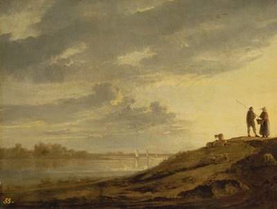 Tramonto su un fiume, 1650s da Aelbert Cuyp