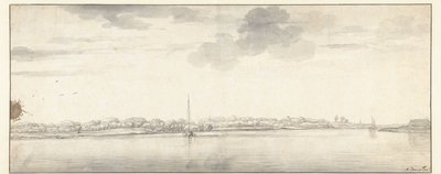 Ampia veduta fluviale con navi su acque calme da Aelbert Cuyp
