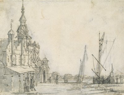 Vista del Groothoofdspoort da nord-est, Dordrecht, 1618 da Aelbert Cuyp