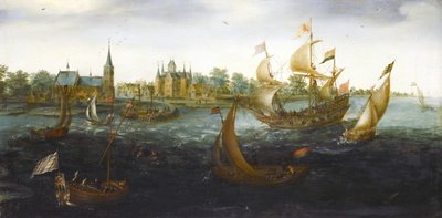 Navi al largo di IJsselmonde da Aert Anthoniszoon