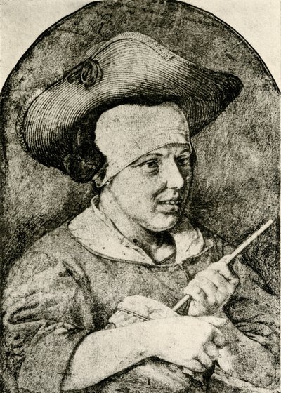Donna con cappello di paglia e Rommelpot da Aert Cosyn