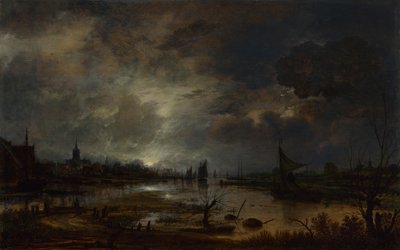 Un Fiume vicino a una Città, al Chiaro di Luna da Aert van der Neer