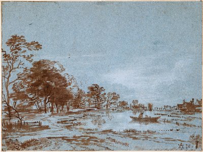 Paesaggio fluviale al chiaro di luna, c. 1650-1660 da Aert van der Neer