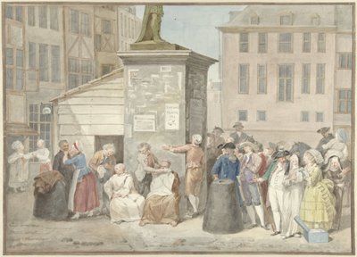 Piazza con monaci e suore durante la rivoluzione in Belgio, 20 ottobre 1787 da Aert Schouman (signed by artist)