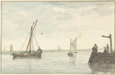 Il faro di pietra e la testa del porto di Durgerdam da Aert Schouman
