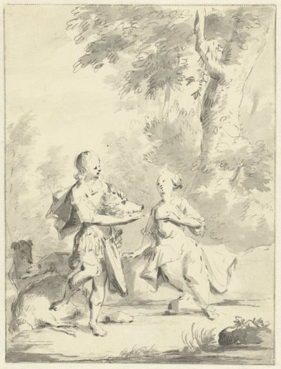Meleagro dà ad Atalanta la testa del cinghiale calidonio da Aert Schouman