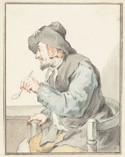Uomo che fuma la pipa in una poltrona, verso sinistra da Aert Schouman