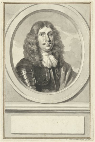Ritratto di Cornelis Evertsen in armatura, in ovale, verso destra da Aert Schouman