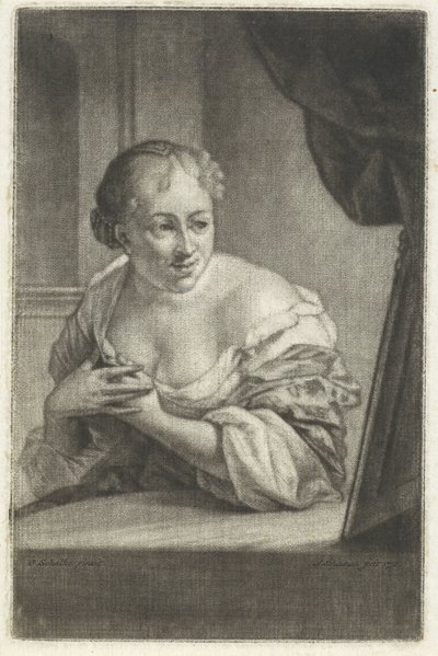 Donna davanti a uno specchio da Aert Schouman