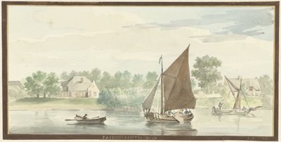 Nave a vela sulla Beneden Merwede vicino alla diga di Papendrecht da Aert Schouman