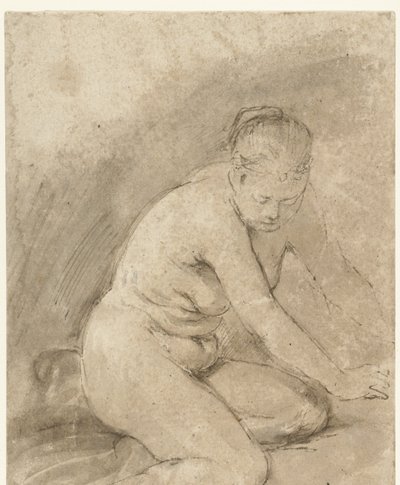 Nudo Femminile Inginocchiato con Braccia Distese da Aert de Gelder (attributed to)