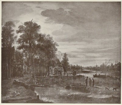 Paesaggio fluviale al chiaro di luna con figure da Aert van der Neer