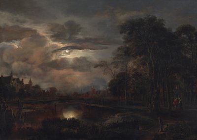 Paesaggio Notturno con Ponte da Aert van der Neer