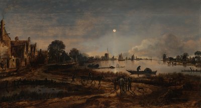 Veduta del fiume al chiaro di luna da Aert van der Neer