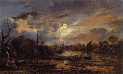 Paesaggio fluviale con chiaro di luna da Aert van der Neer