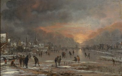 Sport su un fiume ghiacciato, c.1660 da Aert van der Neer