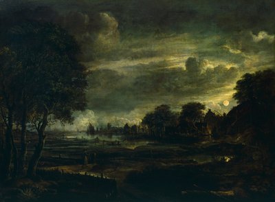 Villaggio al chiaro di luna, di Aert van der Neer (1603-1677) da Aert van der Neer