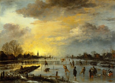 Paesaggio invernale con pattinatori da Aert van der Neer