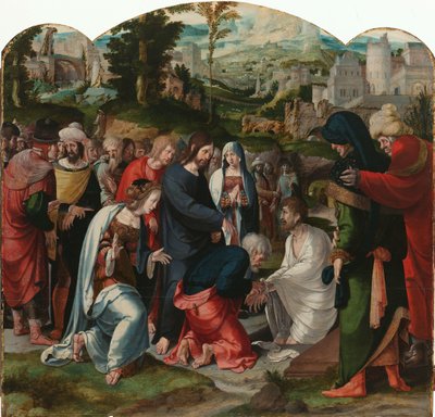 La resurrezione di Lazzaro (pannello centrale di un trittico) da Aertgen Claesz van Leyden (attributed to)