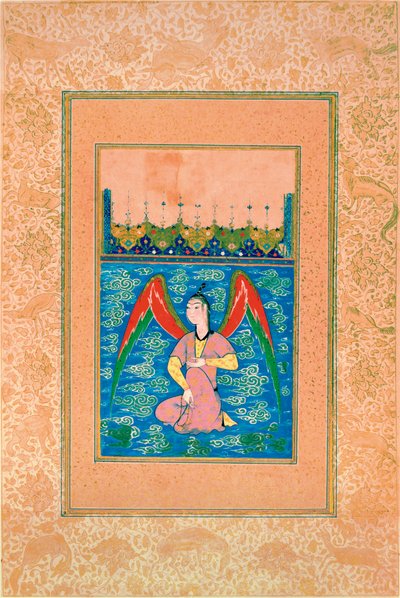 Un peri volante con un rosario, c.1500 da Afghan School