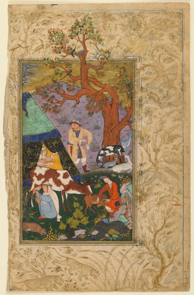 Folio da un Divan (raccolta di poesie) di Awhadi; verso: Un accampamento, Herat, Afghanistan, 1615-16 da Afghan School