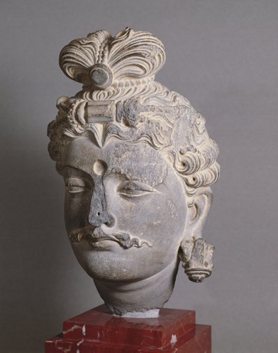 Testa di un Bodhisattva, stile greco-buddhista, da Buner, II secolo da Afghan School