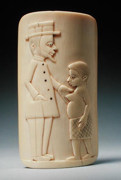 Placca con figure di un uomo europeo e una donna africana, Congo da African