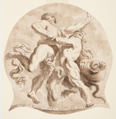 Ercole e Anteo da After Annibale Carracci